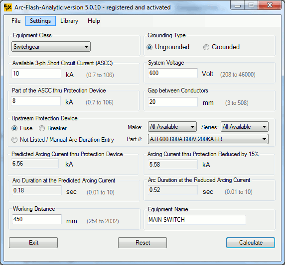 arc flash software empirical model main