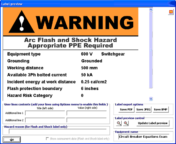 circuit breaker equations label preview