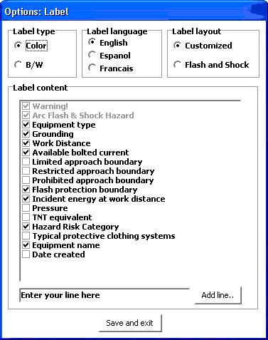 circuit breaker equations label options