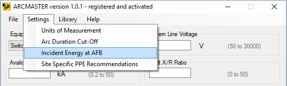 Incident Energy at Arc Flash Boundary Dialog