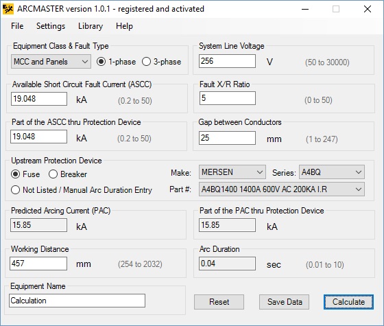 ac arc flash software program