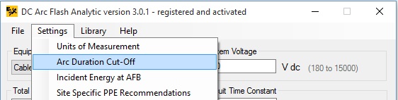 Arc Duration Cut-Off Dialog