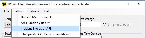 Incident Energy at Arc Flash Boundary Dialog