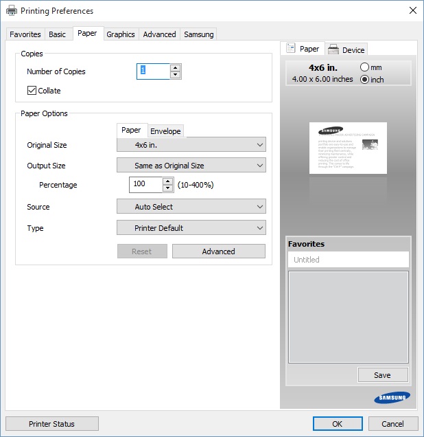 printing  printer preferences