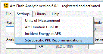 ppe recommendations menu item