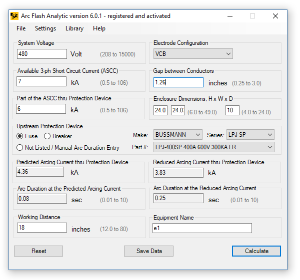 arc flash software empirical model main